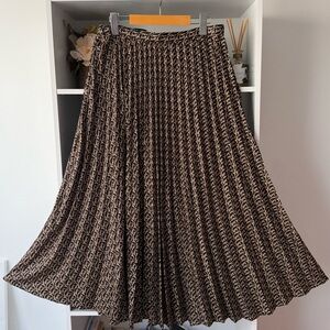 Mango Brown and Beige pleated skirt